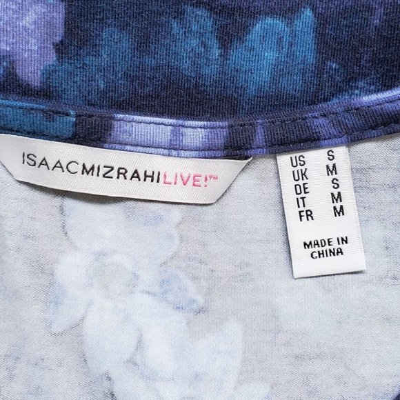 Isaac Mizrahi Blue Purple Floral Top Asymmetrical Hem  NWOT Size S - Picture 7 of 8